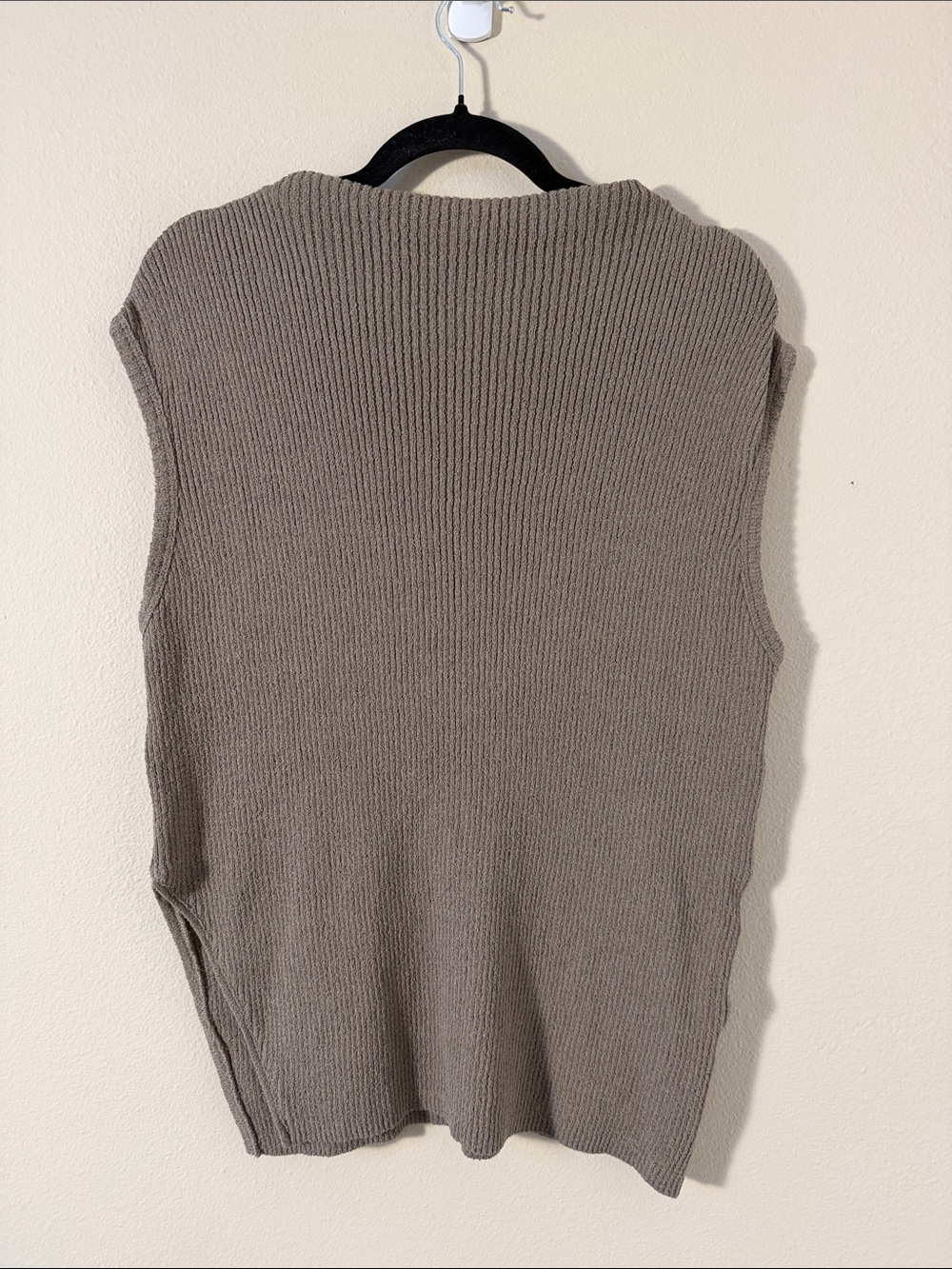 Massimo Dutti Taupe Ribbed Knit Sleeveless Top